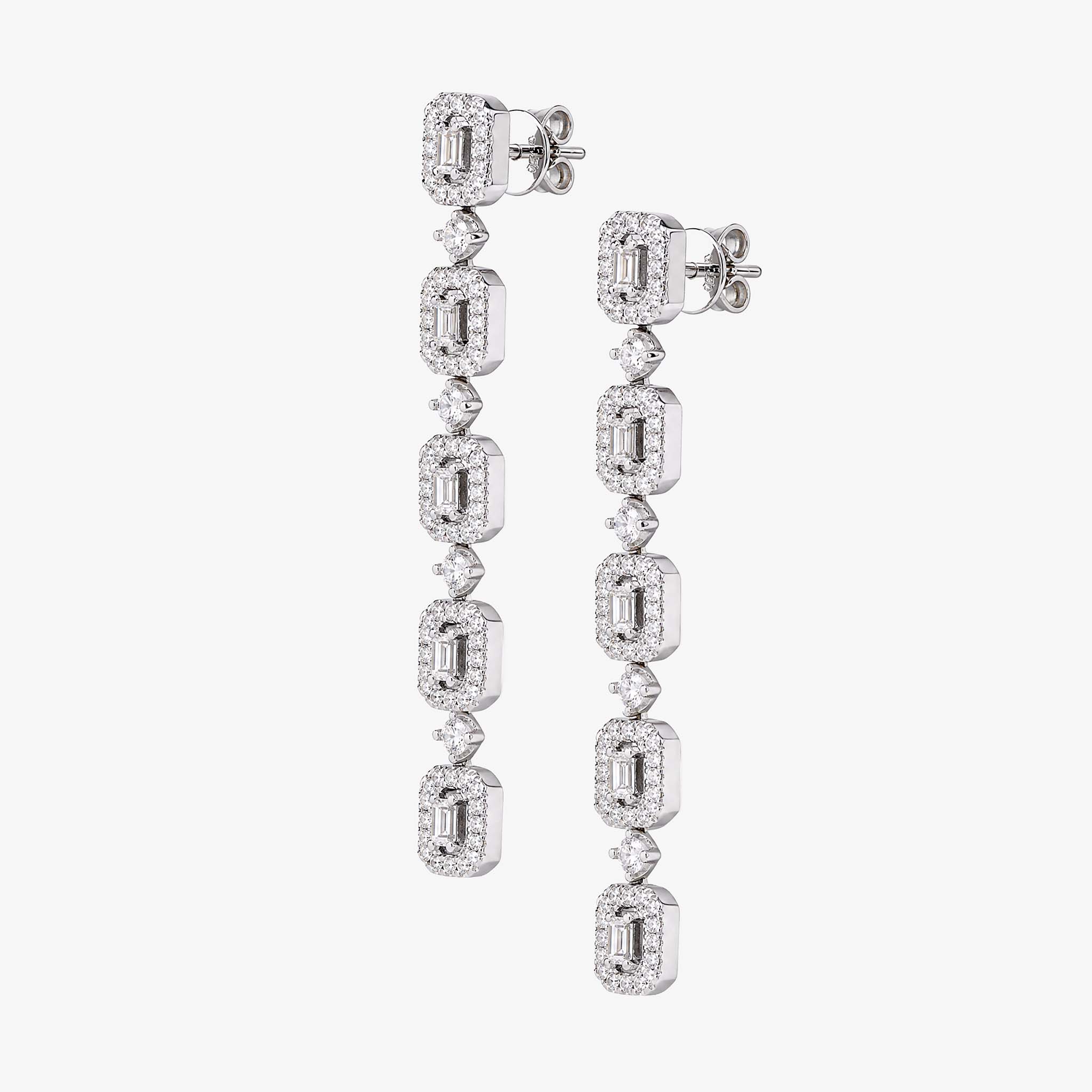 1.56ctw Natural Diamond Drop Earrings in 18K White Gold - JewelryandStore
