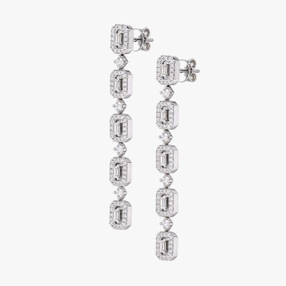 1.56ctw Natural Diamond Drop Earrings in 18K White Gold - JewelryandStore