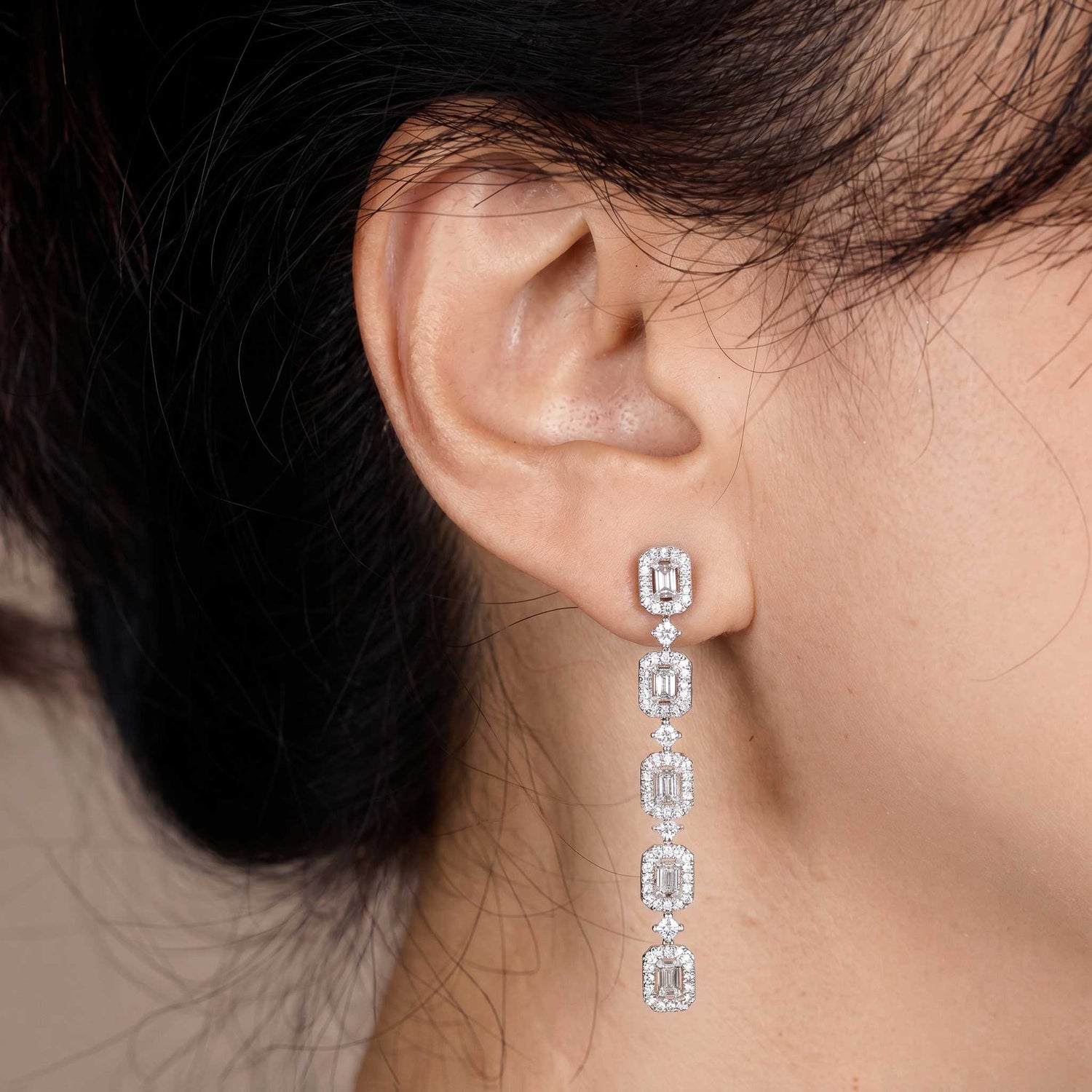 1.56ctw Natural Diamond Drop Earrings in 18K White Gold - JewelryandStore
