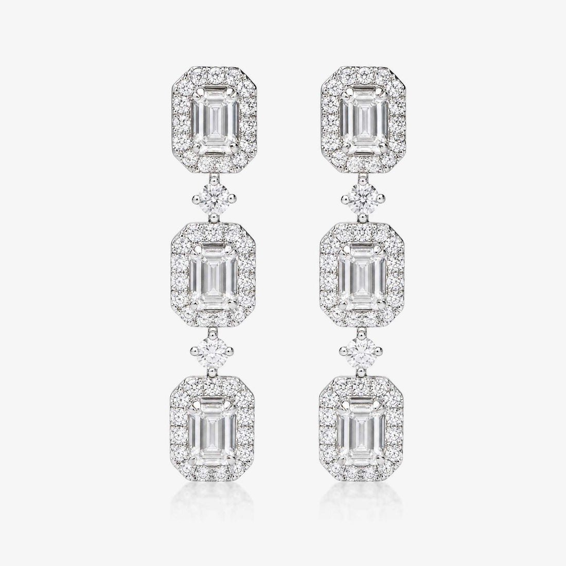 1.18ct.tw Natural Diamond Dangle Earrings in 18K White Gold - JewelryAndStore