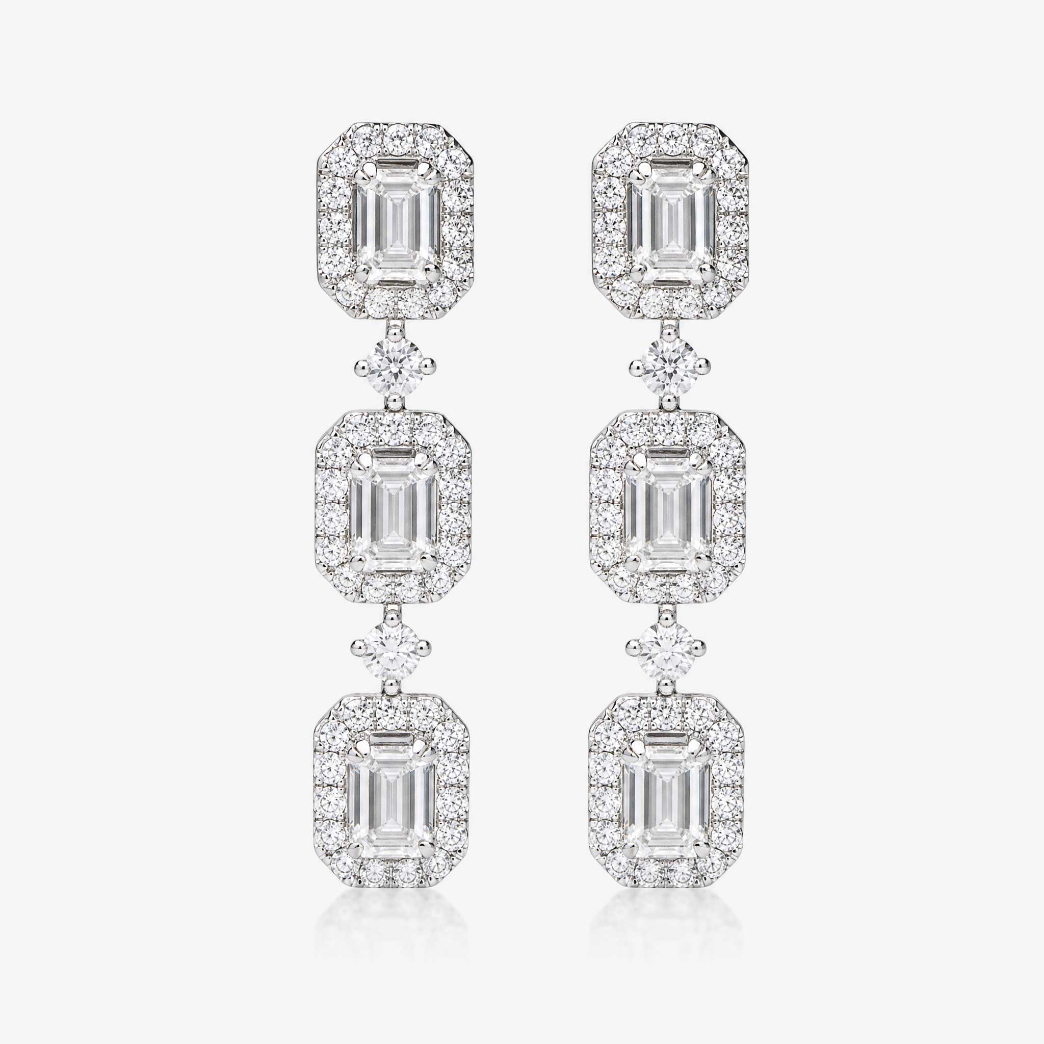 1.18ct.tw Natural Diamond Dangle Earrings in 18K White Gold - JewelryandStore