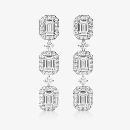 1.18ct.tw Natural Diamond Dangle Earrings in 18K White Gold - JewelryandStore