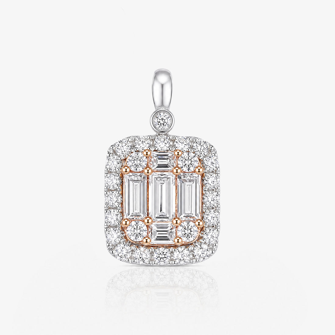 1.03ct Natural Diamond Baguette Illusion Pendant in 18K Gold - JewelryAndStore