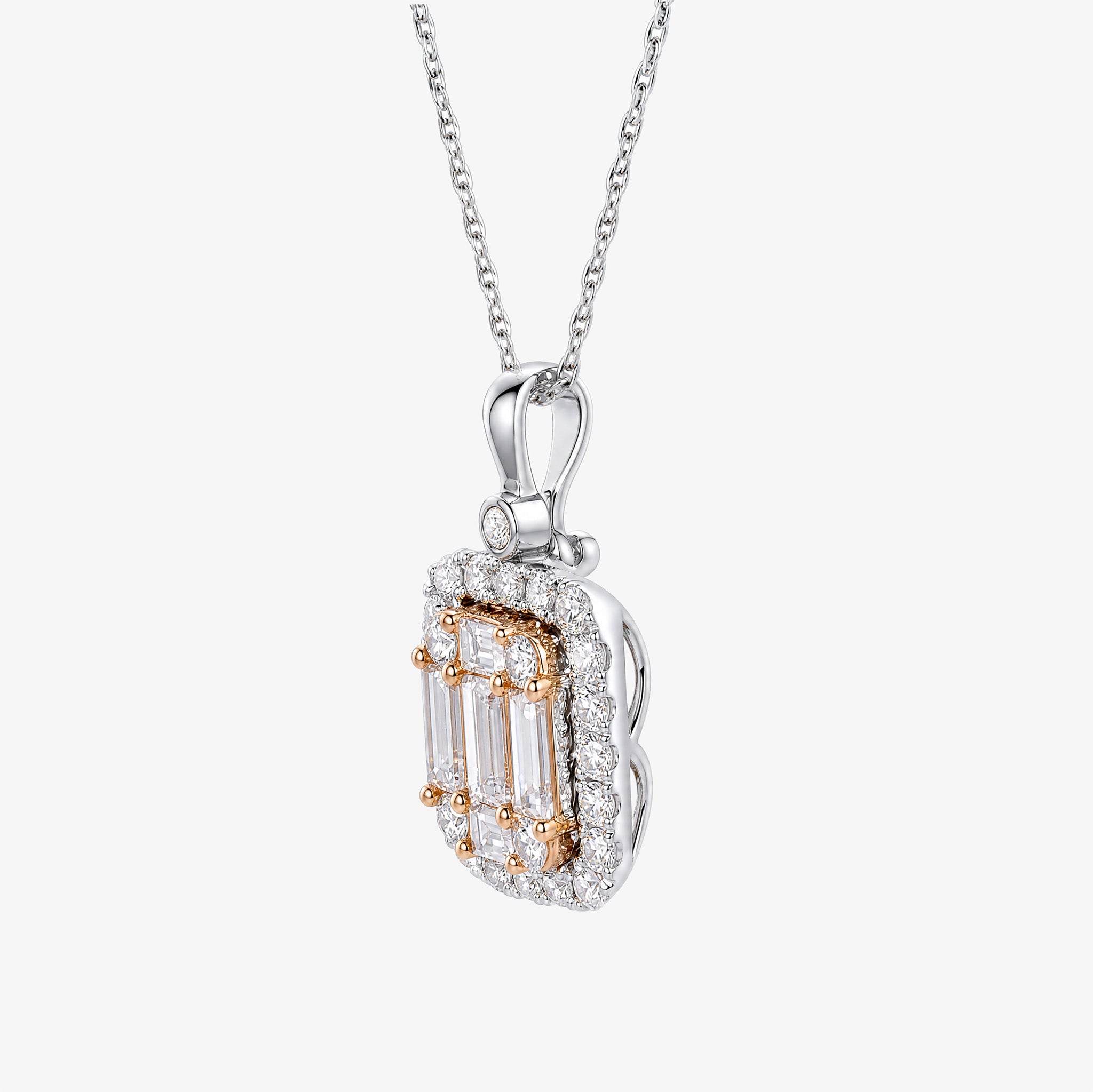 1.03ct Natural Diamond Baguette Illusion Pendant in 18K Gold - JewelryAndStore
