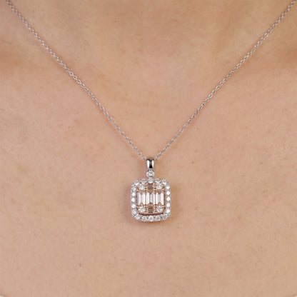 1.03ct Natural Diamond Baguette Illusion Pendant in 18K Gold - JewelryandStore