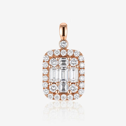 1.07ct Natural Diamond Baguette Illusion Pendant in 18K Gold - JewelryandStore