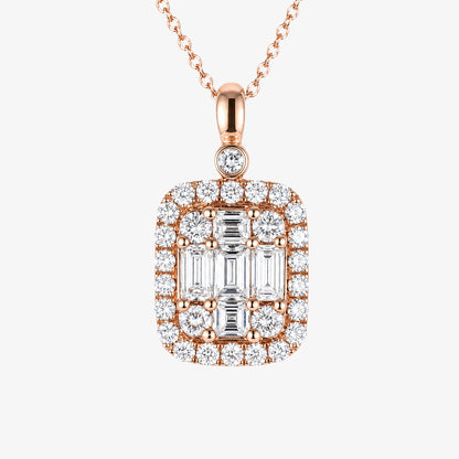 1.07ct Natural Diamond Baguette Illusion Pendant in 18K Gold - JewelryandStore