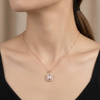 1.07ct Natural Diamond Baguette Illusion Pendant in 18K Gold - JewelryandStore