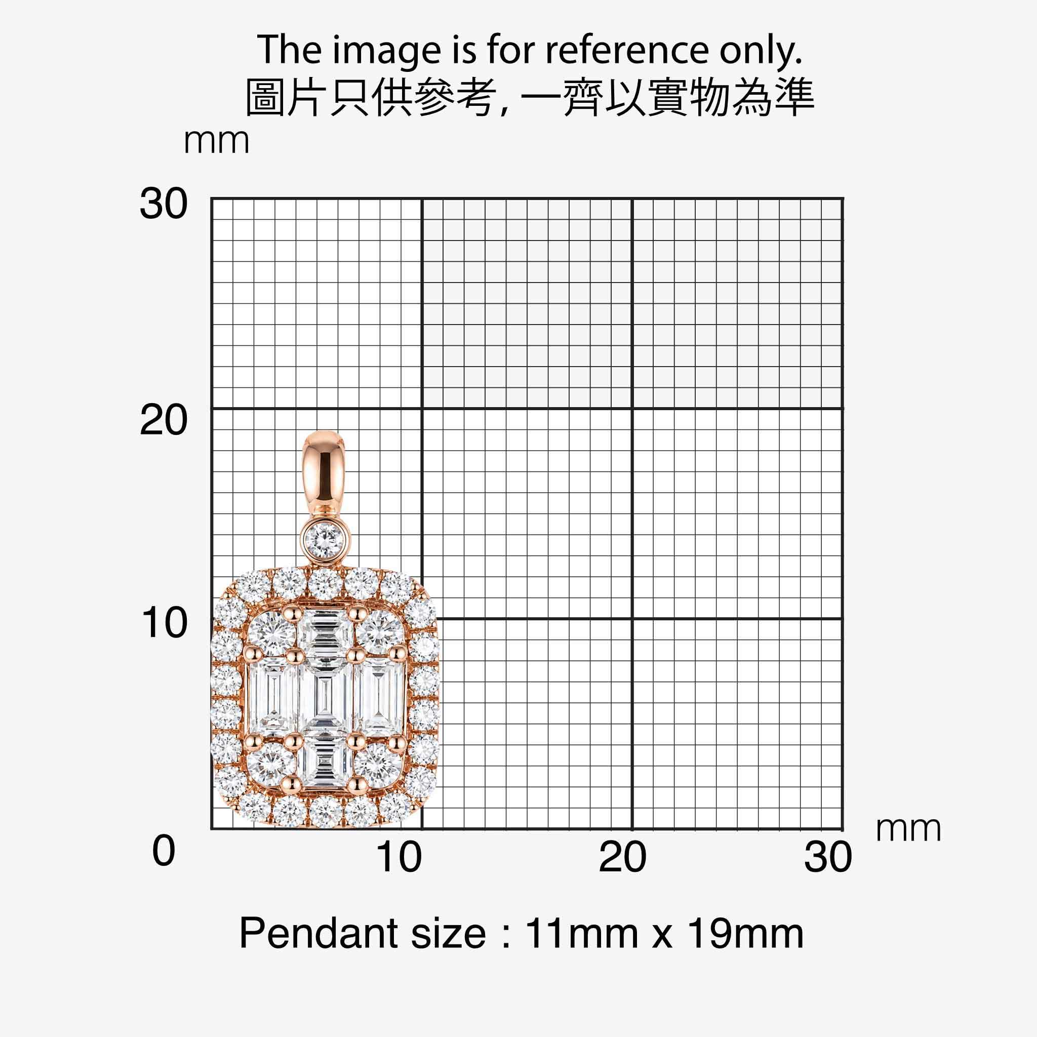 1.07ct Natural Diamond Baguette Illusion Pendant in 18K Gold - JewelryandStore