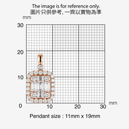 1.07ct Natural Diamond Baguette Illusion Pendant in 18K Gold - JewelryandStore