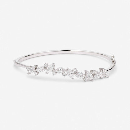 3.51ct Natural Marquise and Round Diamond Bangle in 18K White Gold - JewelryAndStore