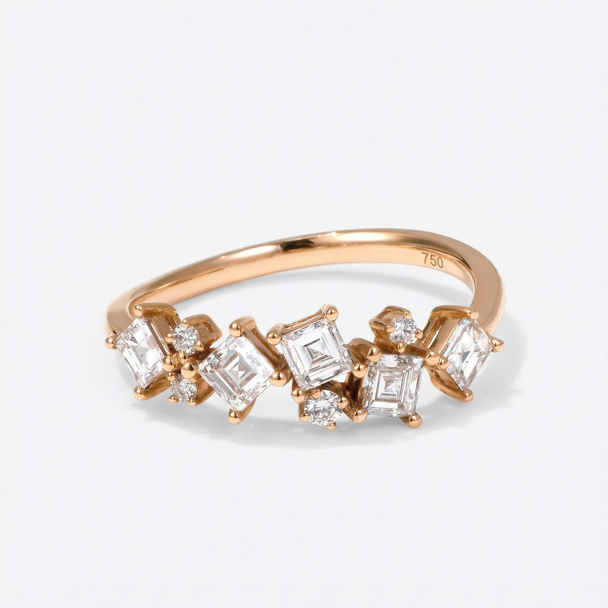 0.88ct.tw. Mixed Shape Diamond Ring 18K Gold - JewelryandStore