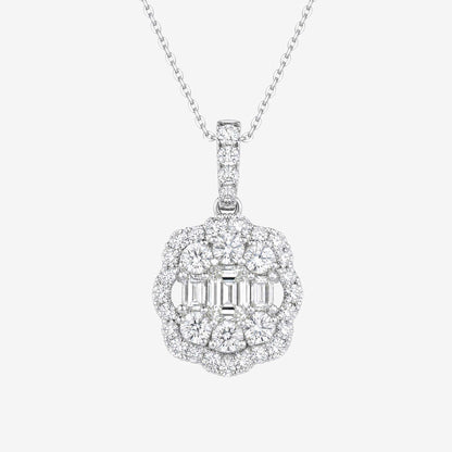 1.43ct Natural Diamond Floral Illusion Pendant in 18K Gold - JewelryandStore