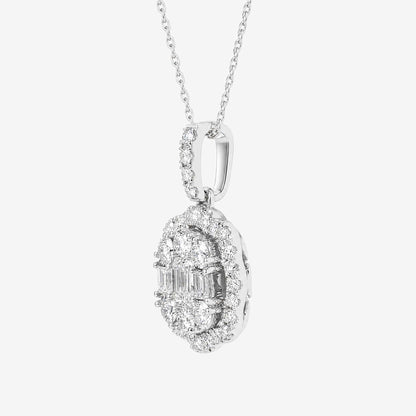 1.43ct Natural Diamond Floral Illusion Pendant in 18K Gold - JewelryandStore