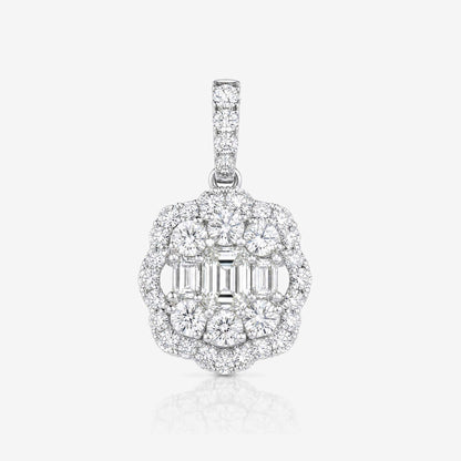 1.43ct Natural Diamond Floral Illusion Pendant in 18K Gold - JewelryandStore