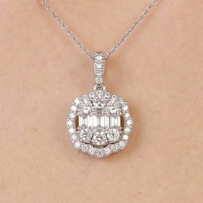 1.43ct Natural Diamond Floral Illusion Pendant in 18K Gold - JewelryandStore