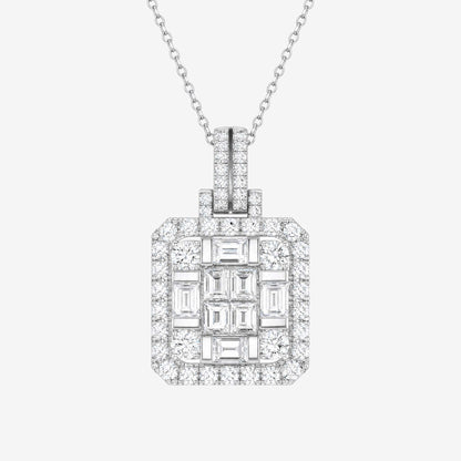 1.40ct Natural Diamond Baguette Illusion Pendant in 18K Gold - JewelryandStore
