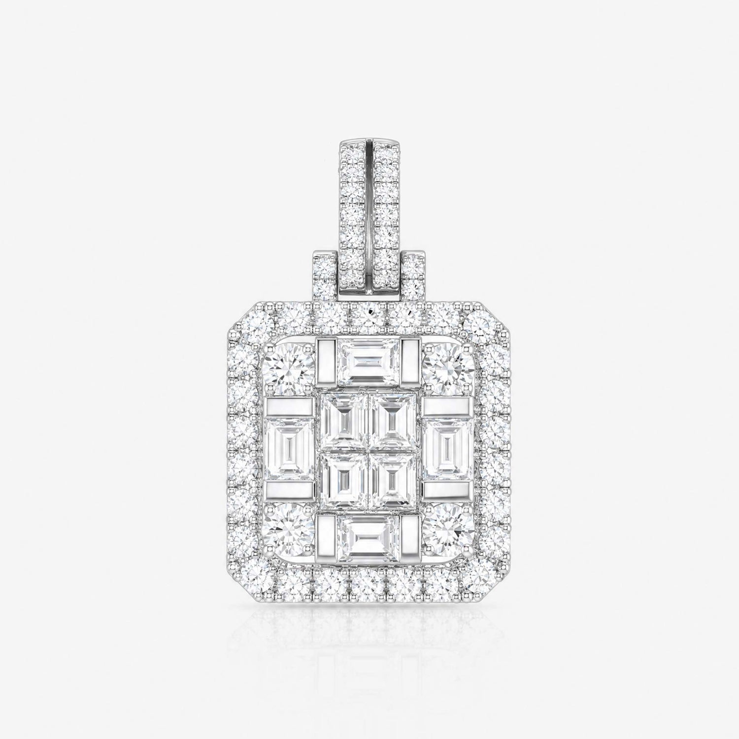1.40ct Natural Diamond Baguette Illusion Pendant in 18K Gold - JewelryandStore