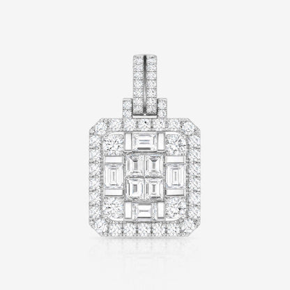 1.40ct Natural Diamond Baguette Illusion Pendant in 18K Gold - JewelryandStore