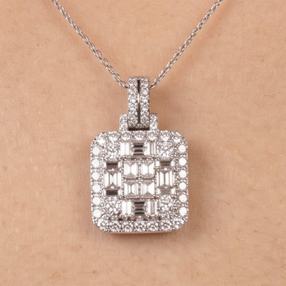 1.40ct Natural Diamond Baguette Illusion Pendant in 18K Gold - JewelryandStore