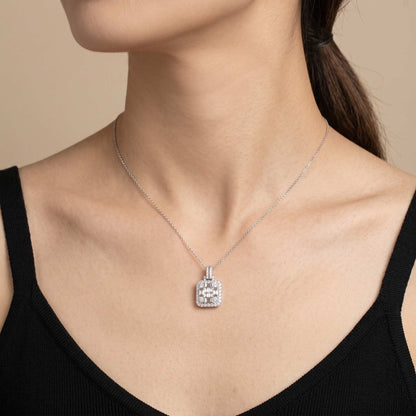 1.40ct Natural Diamond Baguette Illusion Pendant in 18K Gold - JewelryandStore