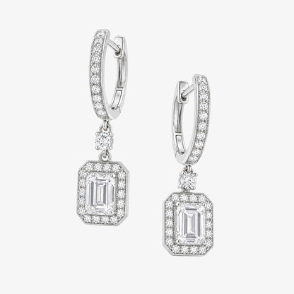 0.27ctw Natural Emerald Cut Diamond Drop Earrings in 18K White Gold - JewelryandStore