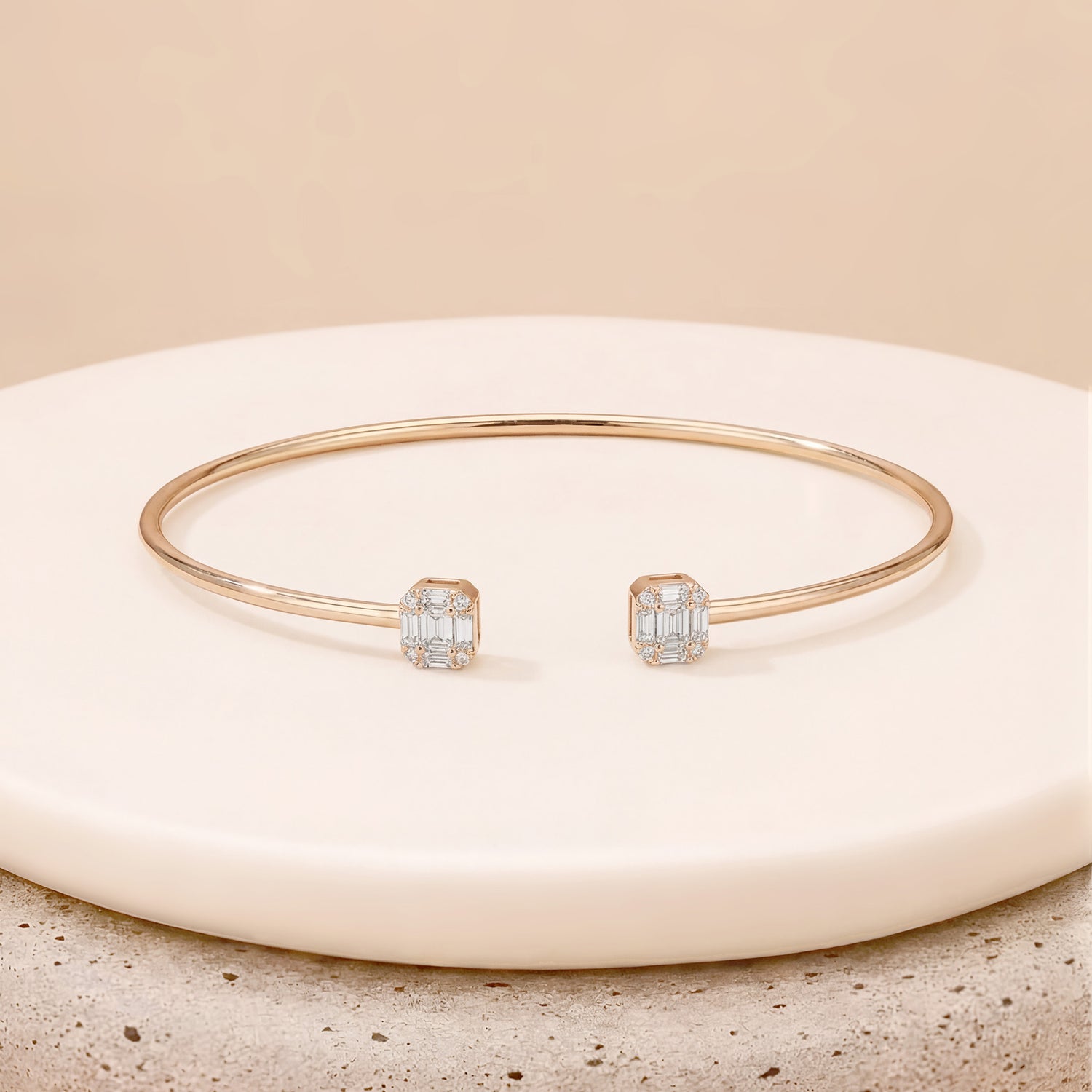 0.52ct Natural Diamond Open Bangle Bracelet 18K Gold - JewelryAndStore