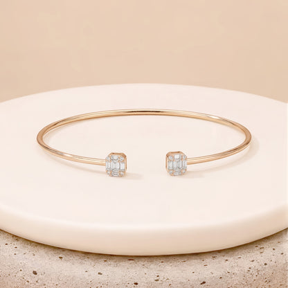 0.52ct Natural Diamond Open Bangle Bracelet 18K Gold - JewelryAndStore