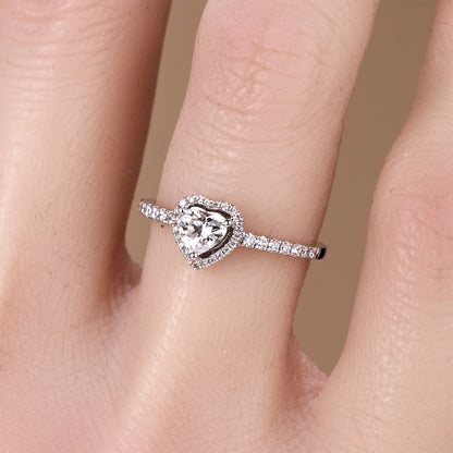 0.59ct.tw. Heart - Shaped Diamond Halo Ring in 18K White Gold - JewelryAndStore