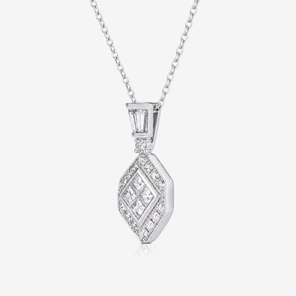 0.56ct Natural Diamond Kite-Shaped Illusion Pendant in 18K Gold - JewelryandStore