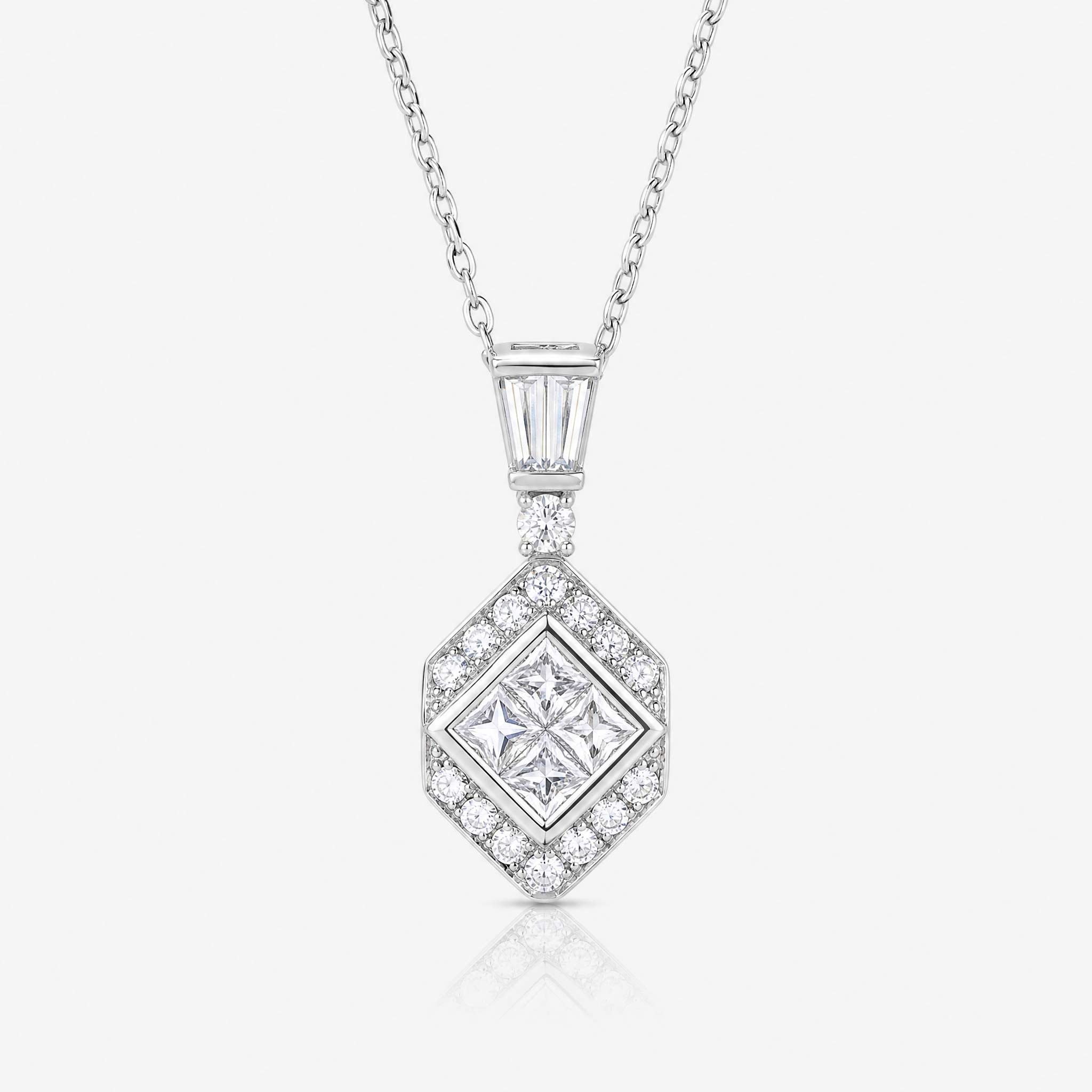 0.56ct Natural Diamond Kite-Shaped Illusion Pendant in 18K White Gold - JewelryAndStore