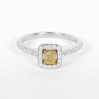 18K Gold Two - Tone Split Shank Ring with 0.35ct.tw. Natural Yellow Diamond - JewelryAndStore