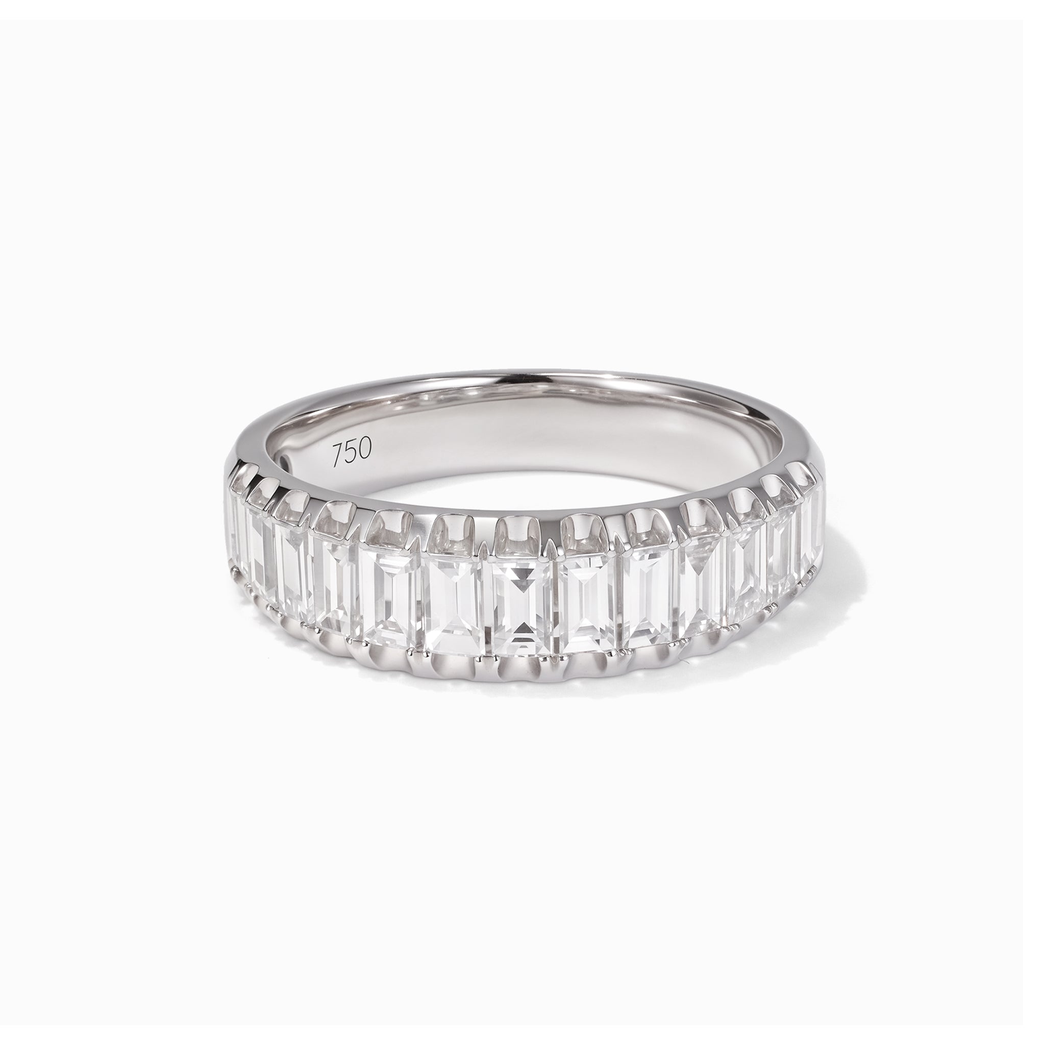 1.01ct Natural Baguette Diamond Band Ring in 18K White Gold - JewelryAndStore