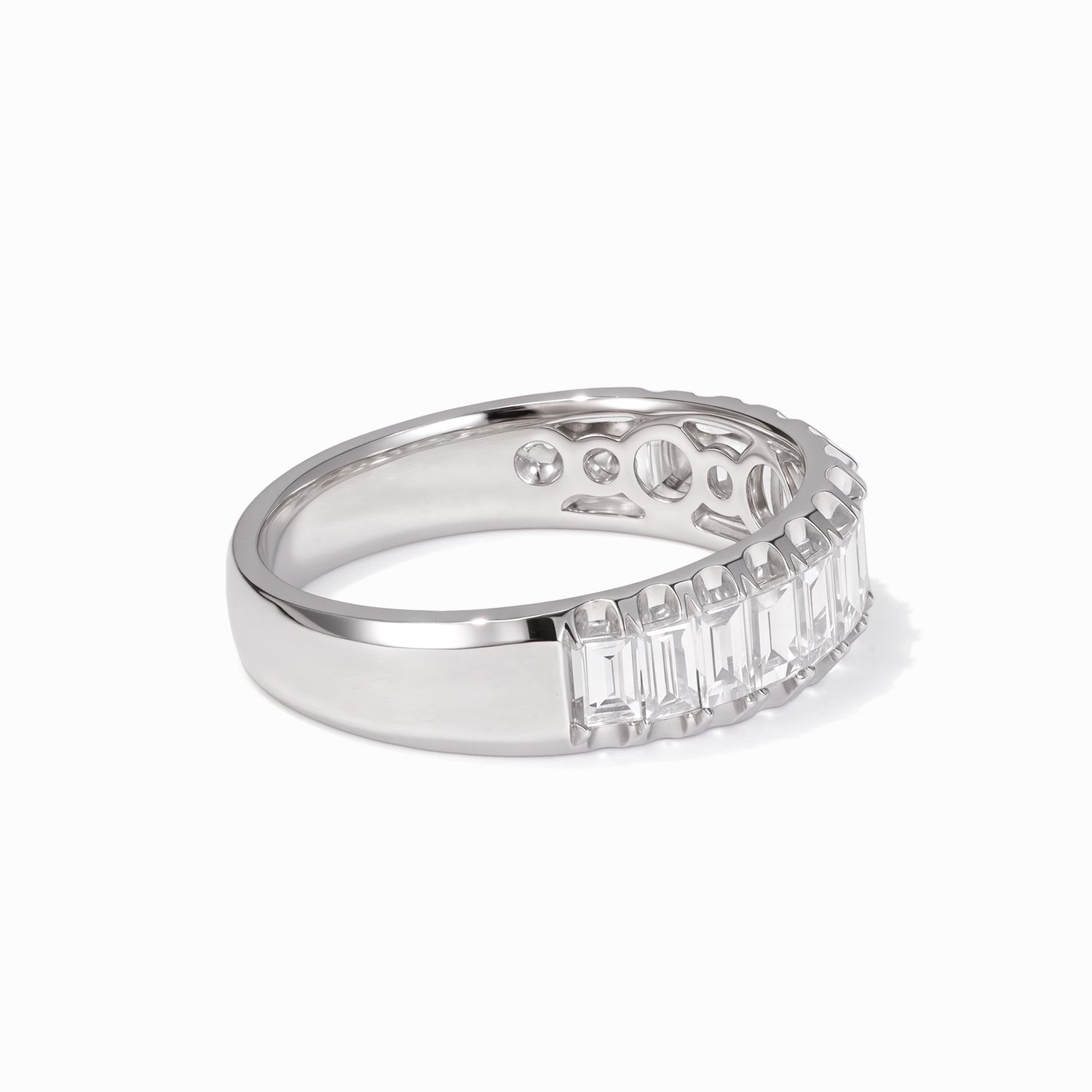 1.01ct Natural Baguette Diamond Band Ring in 18K White Gold - JewelryAndStore