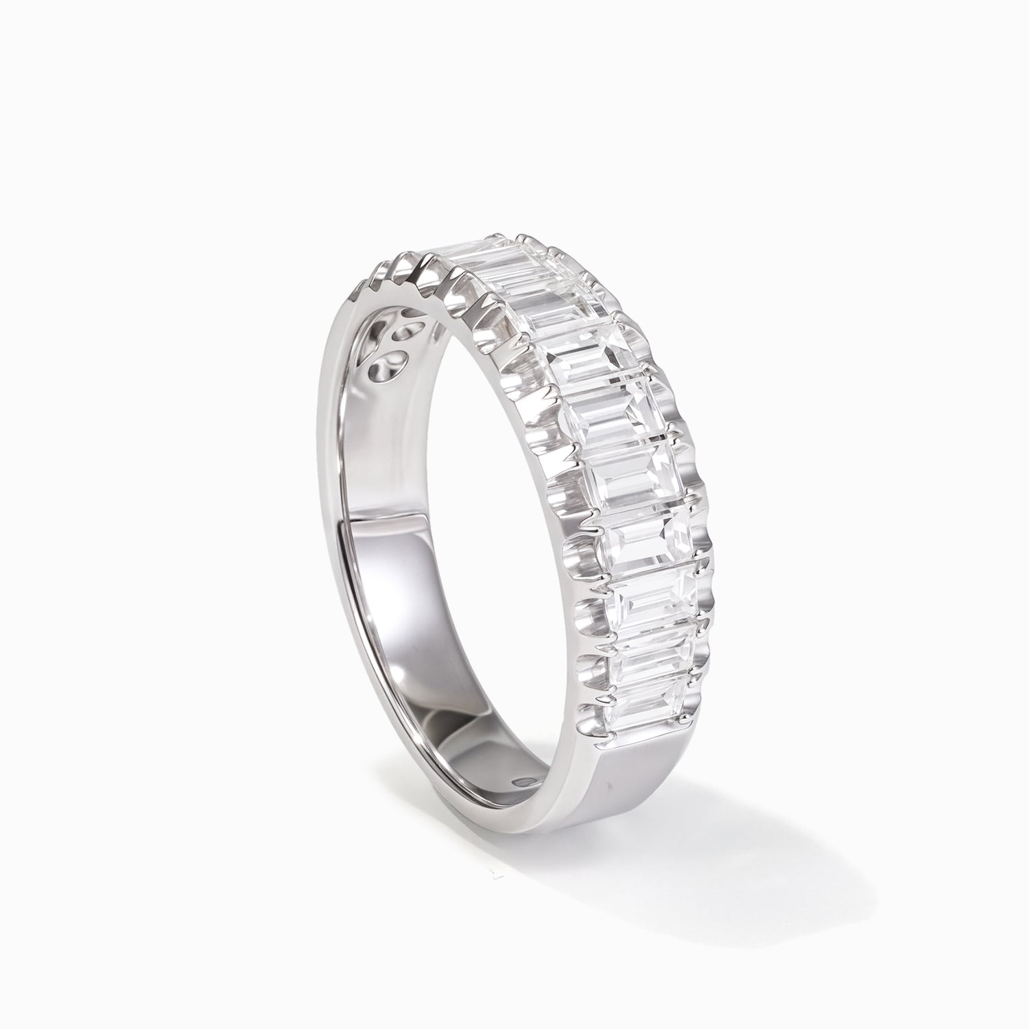1.01ct Natural Baguette Diamond Band Ring in 18K White Gold - JewelryAndStore
