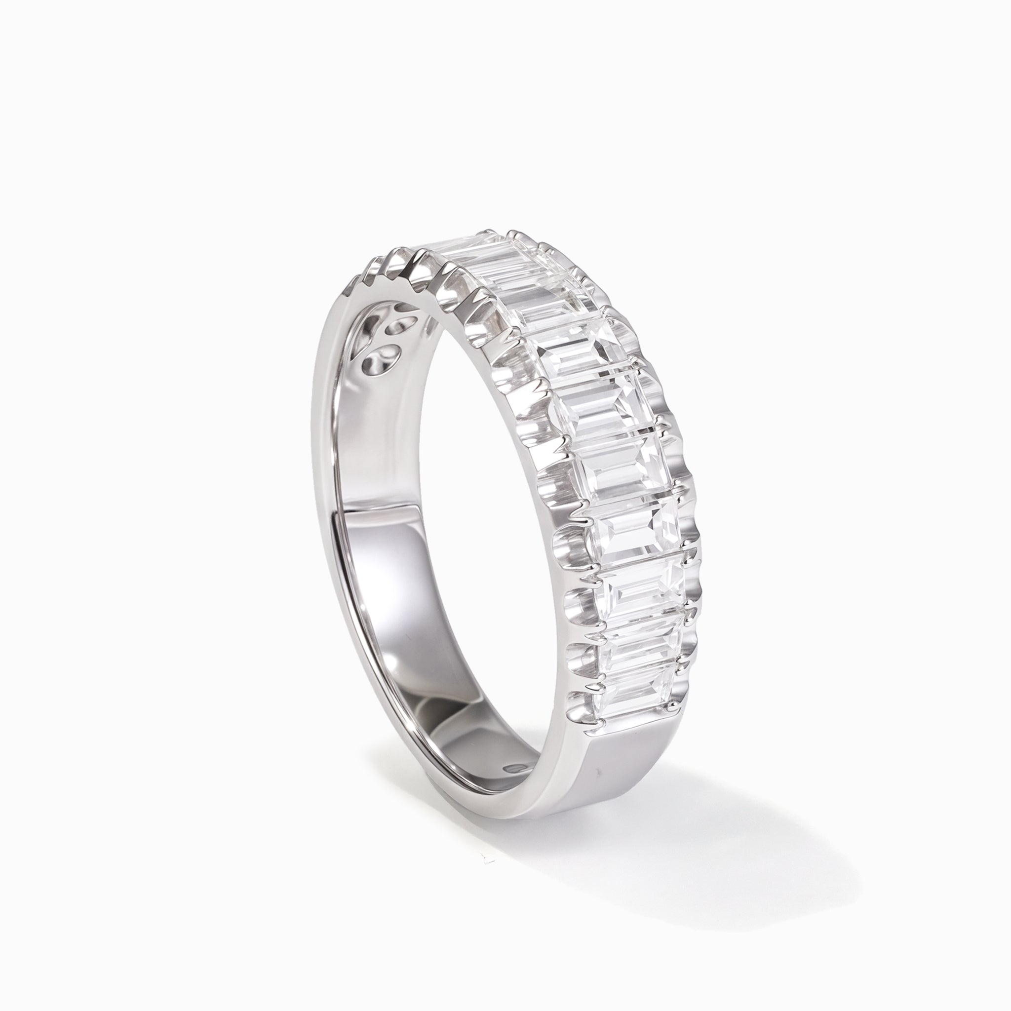 1.01ct Natural Baguette Diamond Band Ring in 18K White Gold - JewelryAndStore