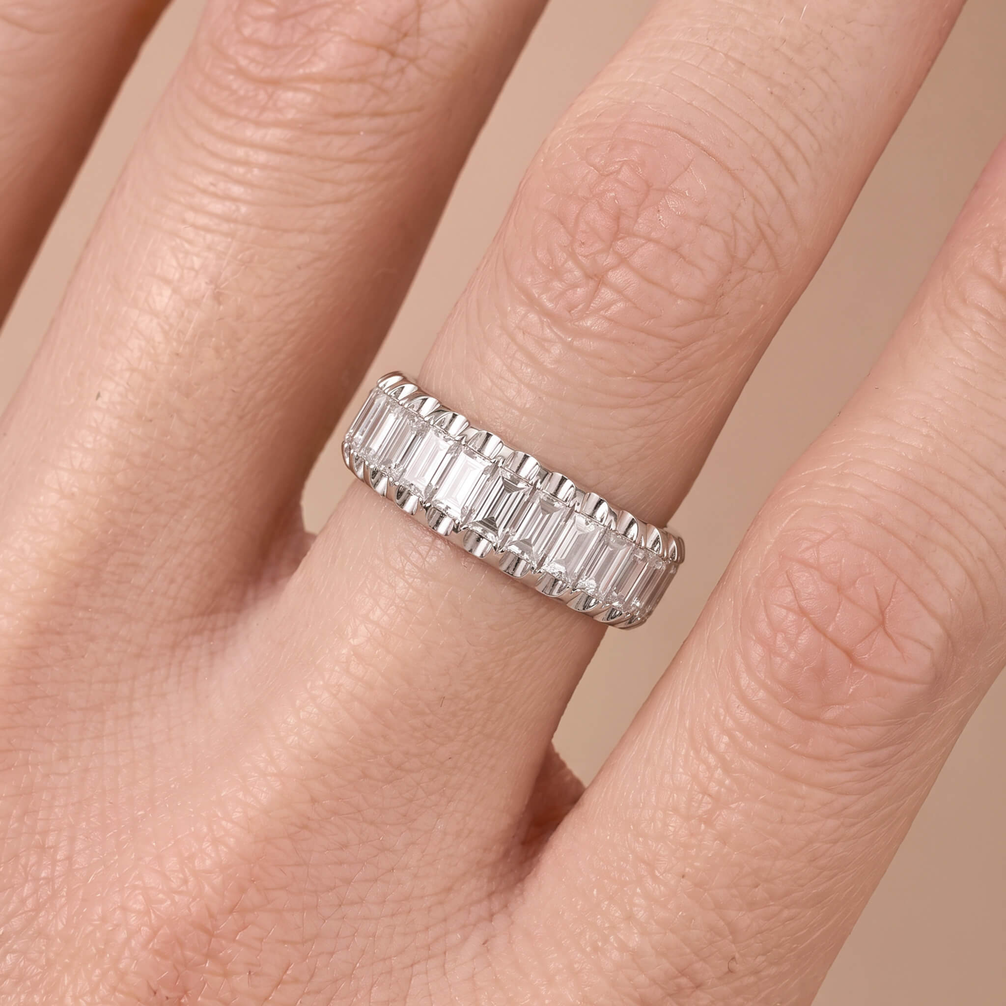 1.01ct Natural Baguette Diamond Band Ring in 18K White Gold - JewelryAndStore