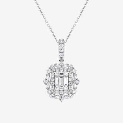 0.86ct Natural Diamond Baguette Illusion Pendant in 18K Gold - JewelryandStore