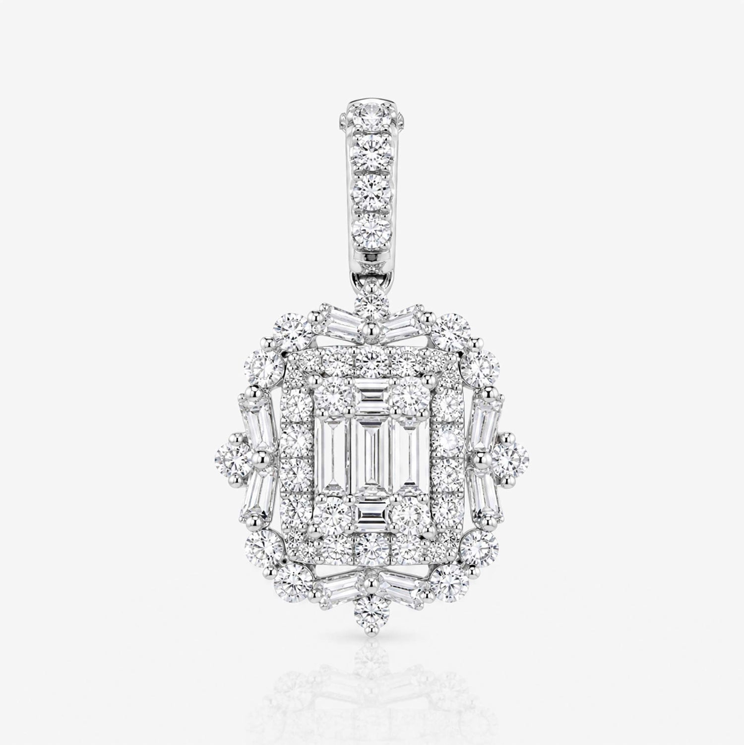 0.86ct Natural Diamond Baguette Illusion Pendant in 18K Gold - JewelryandStore