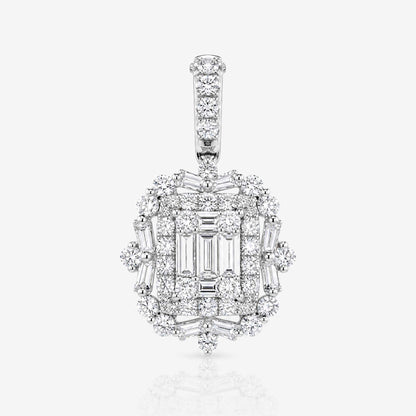 0.86ct Natural Diamond Baguette Illusion Pendant in 18K Gold - JewelryandStore