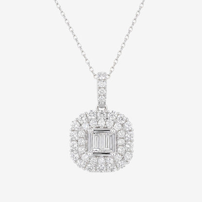 0.76ct Natural Diamond Baguette Illusion Pendant in 18K Gold - JewelryandStore