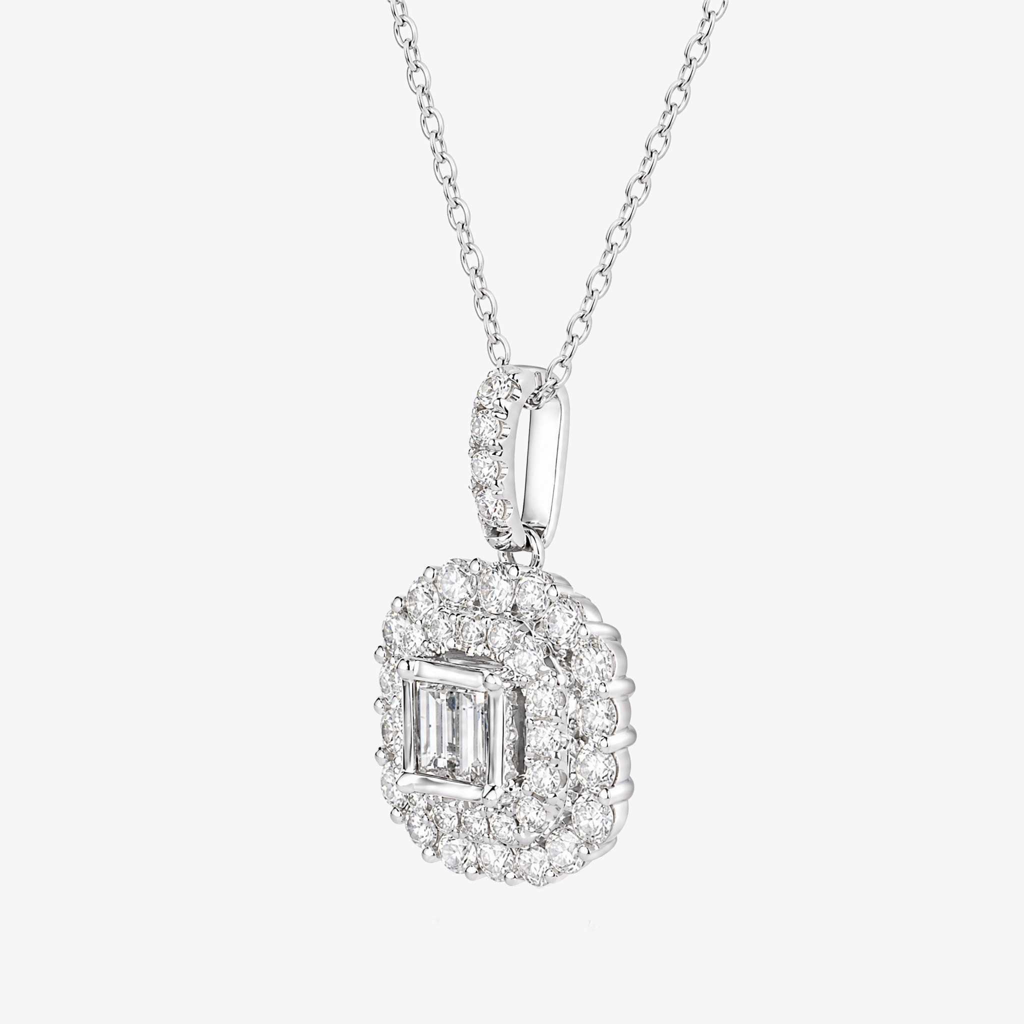 0.76ct Natural Diamond Baguette Illusion Pendant in 18K Gold - JewelryandStore