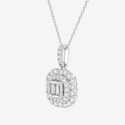 0.76ct Natural Diamond Baguette Illusion Pendant in 18K Gold - JewelryandStore