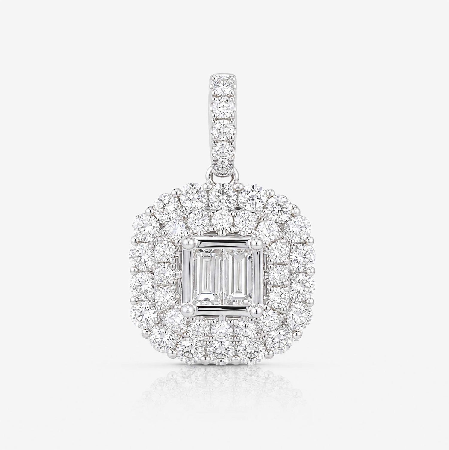0.76ct Natural Diamond Baguette Illusion Pendant in 18K Gold - JewelryandStore