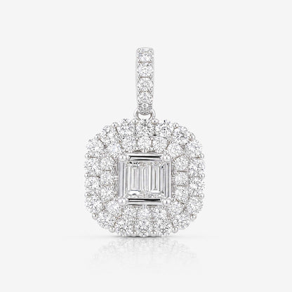 0.76ct Natural Diamond Baguette Illusion Pendant in 18K Gold - JewelryandStore