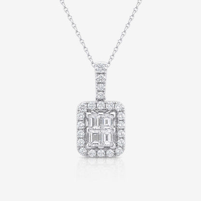 0.67ct Natural Diamond Square Baguette Illusion Pendant in 18K Gold - JewelryandStore