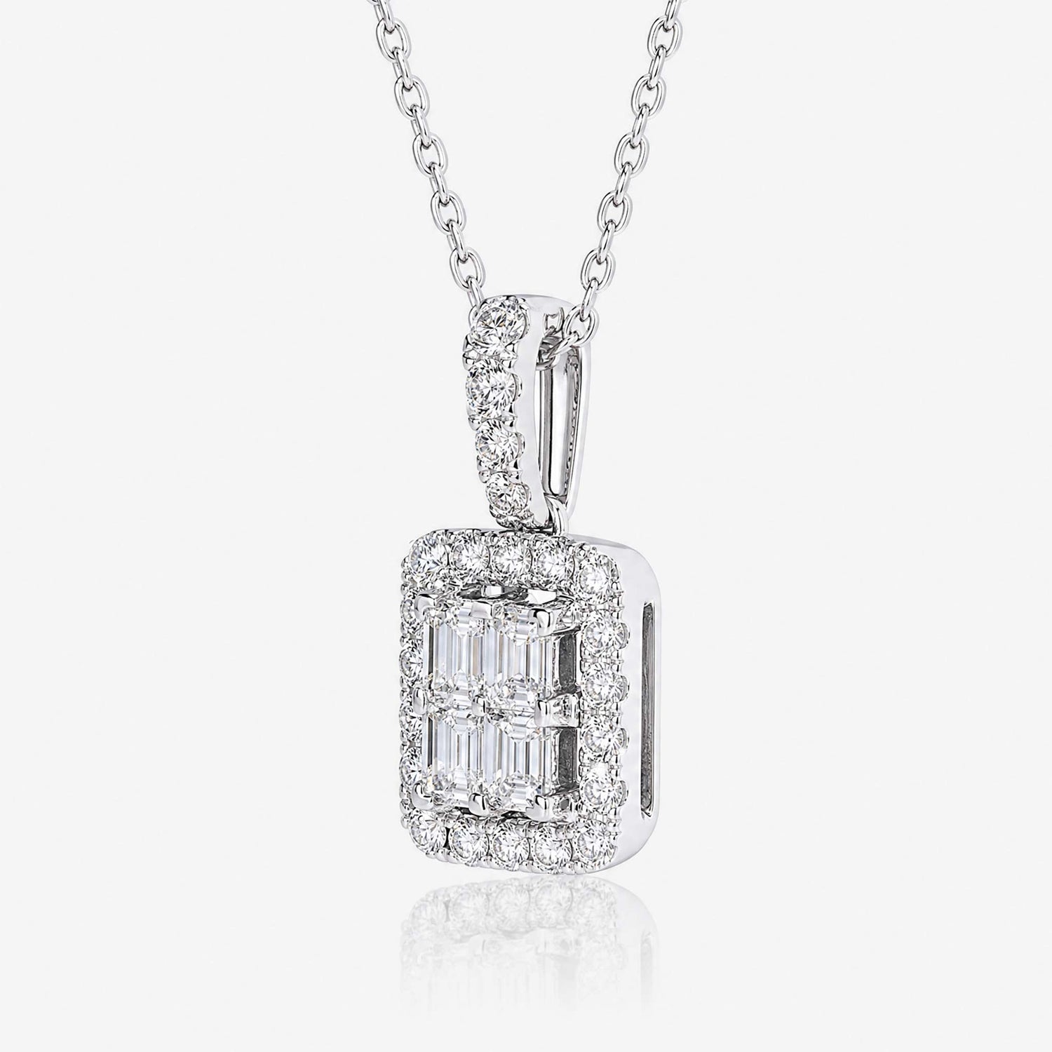0.67ct Natural Diamond Square Baguette Illusion Pendant in 18K Gold - JewelryandStore
