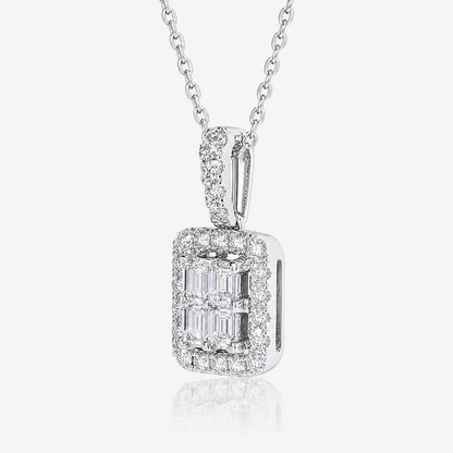 0.67ct Natural Diamond Square Baguette Illusion Pendant in 18K Gold - JewelryandStore