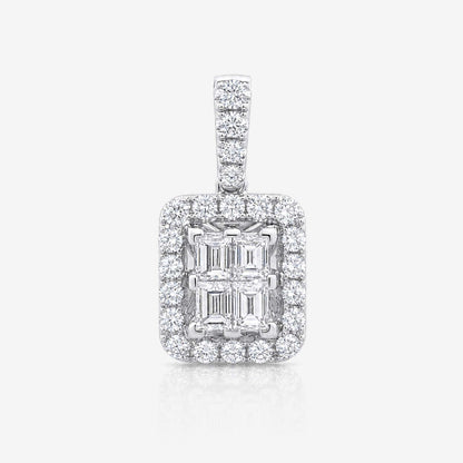 0.67ct Natural Diamond Square Baguette Illusion Pendant in 18K Gold - JewelryandStore