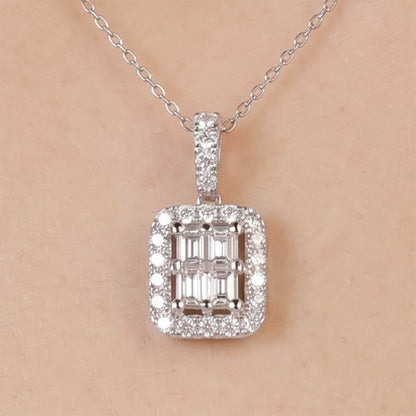 0.67ct Natural Diamond Square Baguette Illusion Pendant in 18K Gold - JewelryandStore